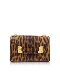 Sophie Hulme - Brown Leopard Print Milner Nano Clutch W/shoulder Strap - Lyst
