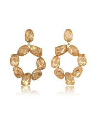 Tory Burch - Blossom Pink And Vintage Gold Stone Abstract Wreath Clip-on Earrings - Lyst