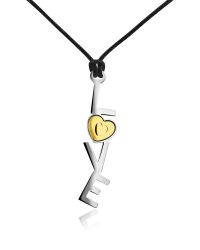 Zoppini - Gray 18k Gold And Stainless Steel Love Pendant W/lace - Lyst