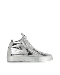 Giuseppe Zanotti - Metallic Vegas Shooting Silver Leather Sneakers for Men - Lyst
