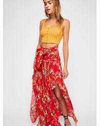 Free People OB52500 Neutral Combo Abstract Pebble Fate Side Slit Maxi Skirt $128