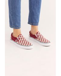 vans red checkered slip on