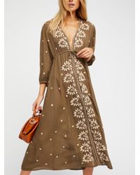 embroidered fable midi dress
