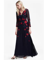 blue thigh split dress