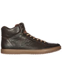Scarpe sneakers alte uomo in pelle h168 derby mid cutHogan in Pelle da Uomo  colore Marrone | Lyst