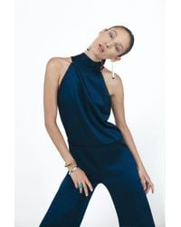 Galvan Blue Tasseled Sash Jumpsuit