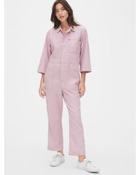 purple utility jumpsuit