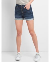 three button high waisted shorts