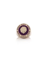 Versus - Metallic Enamel Lion Head Disk Ring Purple/gold - Lyst