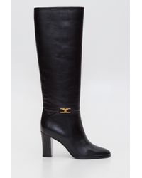 Celine Leather Claude Boots in Black - Lyst