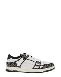 Amiri White 'Skel Top Low' Sneaker With Skeleton Applications And All-Over Logo Print for men