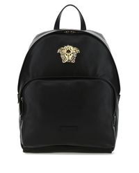versace black leather backpack