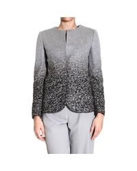 Giorgio Armani | Gray Blazer Neckless Draped Printed Jacket | Lyst