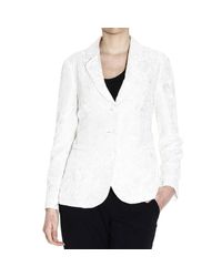Emporio Armani | White Blazer 3 Buttons Satin Silk Embroidered Cordonetto | Lyst