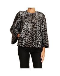 Giorgio Armani | Gray Blazer Crewneck In Calf Pony Effect | Lyst