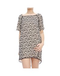 Patrizia Pepe | Black Abito Manica 3/4 Seta Stampa | Lyst