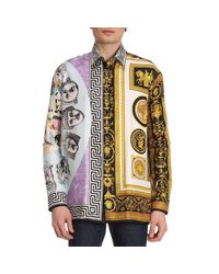 Camicia in seta con fantasia cornici e balletto di Versace da Uomo | Lyst