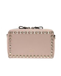 Valentino Multicolor Rockstud Crossbody Bag With Leather Strap And Golden Studs