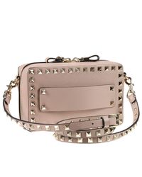 Valentino Multicolor Rockstud Crossbody Bag With Leather Strap And Golden Studs