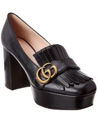 gucci gg fringe leather platform pump