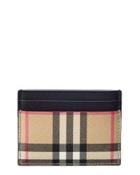 Burberry Vintage Check E-canvas & Leather Card Holder in Blue - Lyst