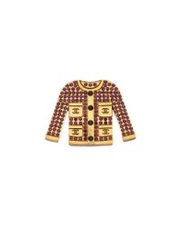Chanel Metallic Gold-tone & Purple Crystal Jacket Pin