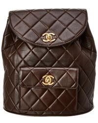 chanel black leather backpack