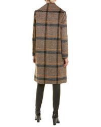 Kendall + Kylie Brown Plaid Double-breasted Coat