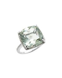 Effy 14k White Gold Green Amethyst & Diamond Ring