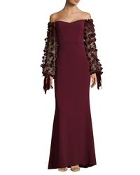 badgley mischka off the shoulder dress