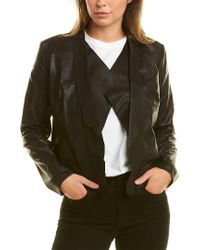 lamarque pleated leather jacket