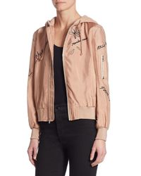 Cinq À Sept Multicolor Effie Embroidered Hooded Bomber Jacket