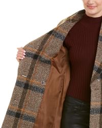Kendall + Kylie Brown Plaid Double-breasted Coat