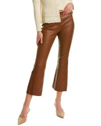 Theory Brist Leather Kick Pant in Brown 