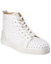 Christian Louboutin Louis Spiked Leather Sneakrs in White for Men - Lyst