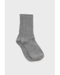 Glassworks Gray Grey And Silver Glitter Ribbed Long Wool Socks