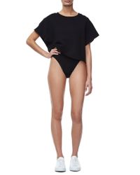 GOOD AMERICAN Black The Lace Up Crop Top