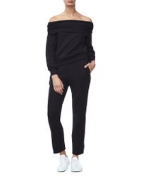 GOOD AMERICAN Blue The Cold Shoulder Sweater