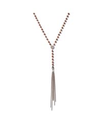 Sheryl Lowe Metallic Sandalwood Rosary Necklace With Pavé Disc