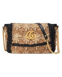 Borsa a spalla GG Marmont in rafia piccolaGucci in Pelle di colore Bianco |  Lyst