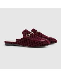 Gucci Princetown Fur-lined Velvet Slippers in Blue | Lyst UK