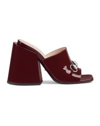 Gucci Purple Pantolette aus Lackleder mit hohem Absatz