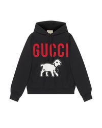 Sudadera extragrande con cordero Gucci de Algodón de color Negro para  hombre | Lyst