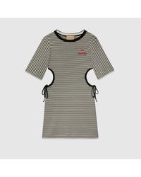 Gucci T-Shirt-Kleid Aus Gestreifter Baumwolle - Grau