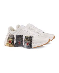 Rhyton Tiger-print Leather Dad Sneakers 