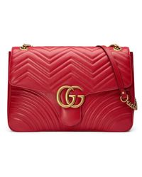 Gucci GG Marmont Large Shoulder Bag in Red - Lyst
