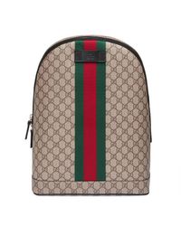 Gucci Canvas Gg Supreme Backpack With Web in Natural - Lyst