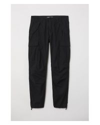 H\u0026M Cotton Cargo Pants in Black for Men | Lyst