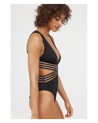 H&M Synthetic Cut-out Swimsuit in Black - Lyst