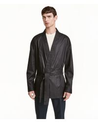 H&M Cotton Kimono Shirt in Dark Gray (Black) for Men - Lyst